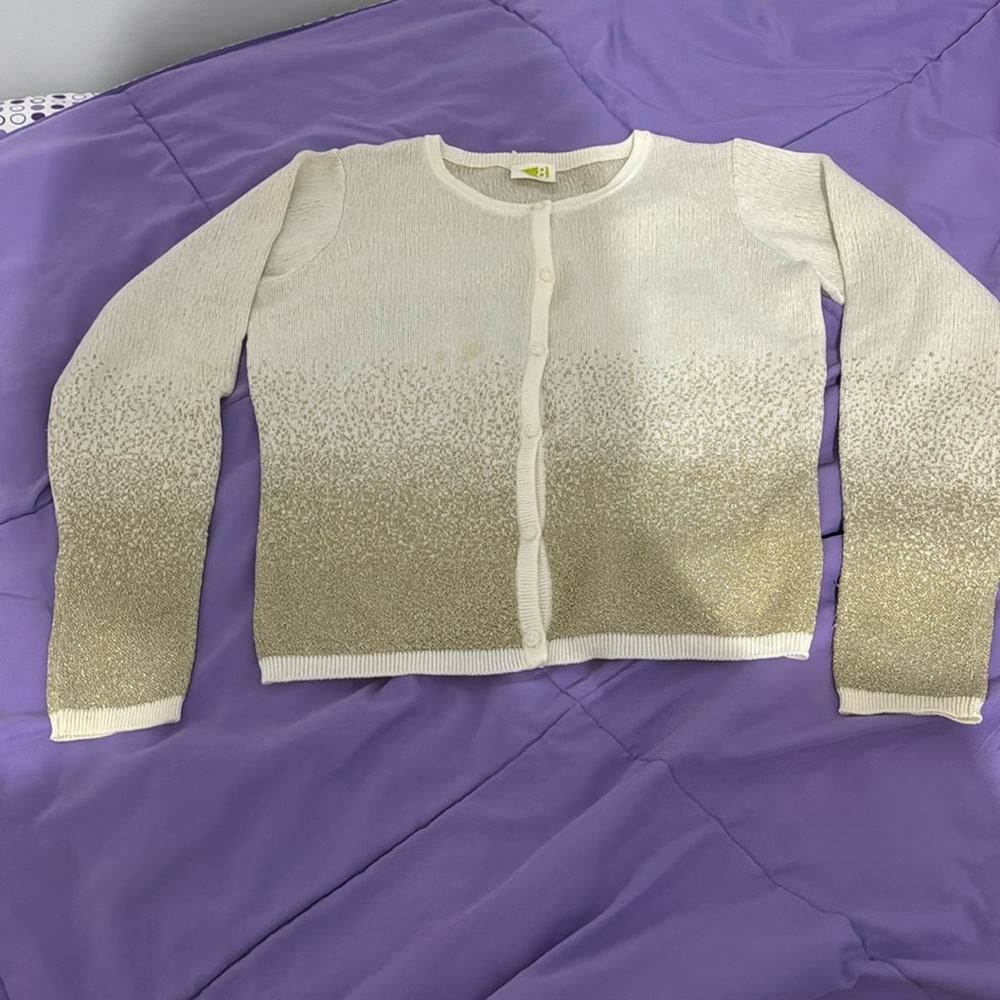 Shrug for girls, size XL, beautiful white and gold colors
